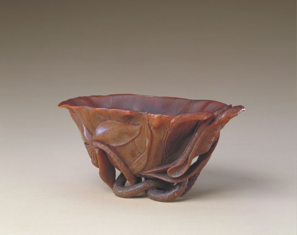 图片[1]-Rhinoceros horn carved lotus leaf cup-China Archive